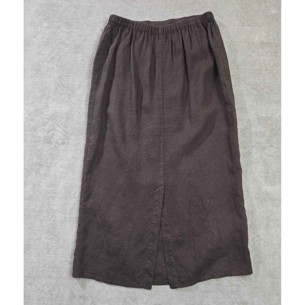 FLAX Linen Maxi Skirt Medium Brown Lagenlook Casual Capsule Natural Sustainable - Picture 2 of 7